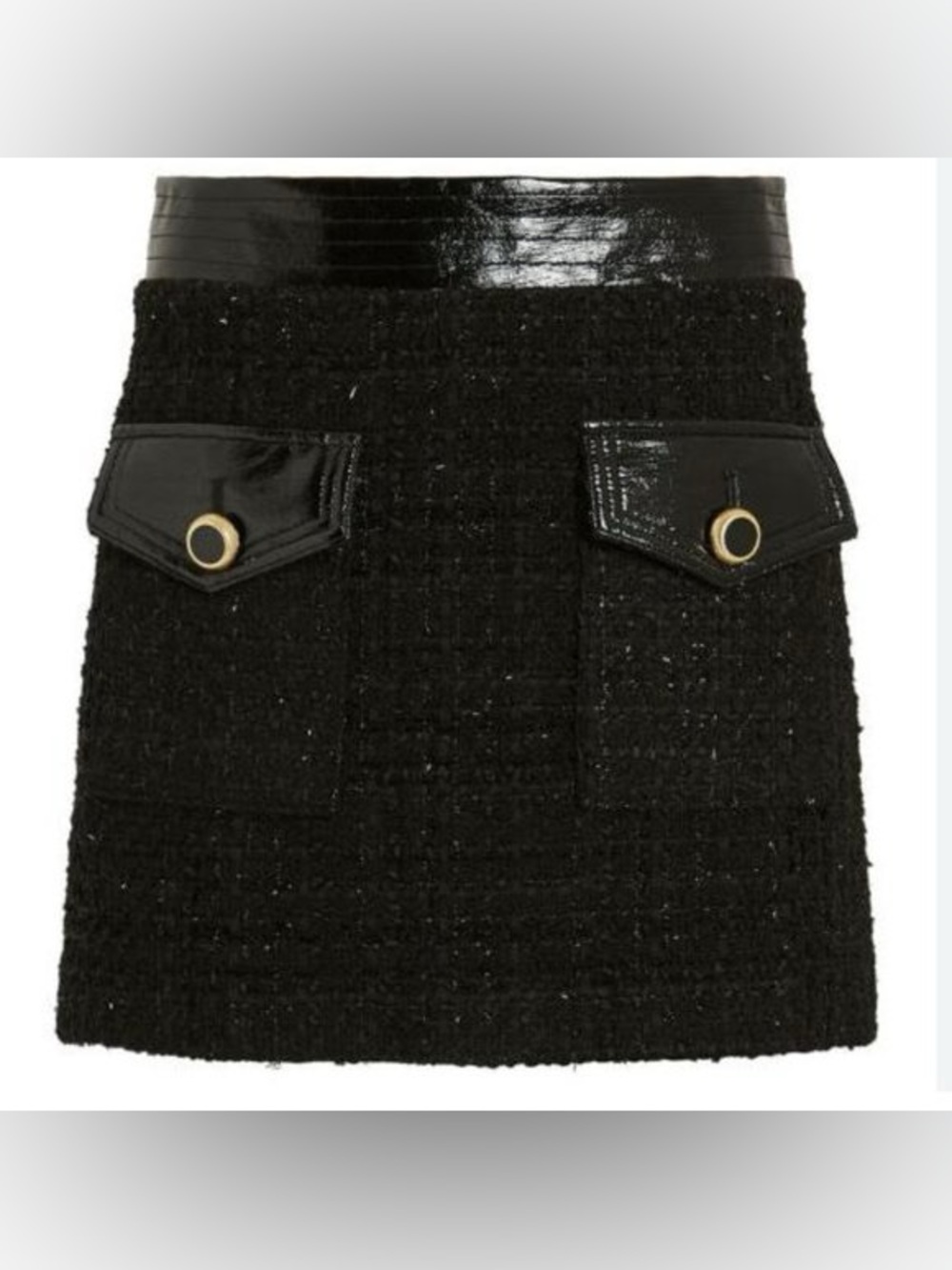 NWT VERONICA BEARD Lucy Tweed Flap Pocket Skirt in Black